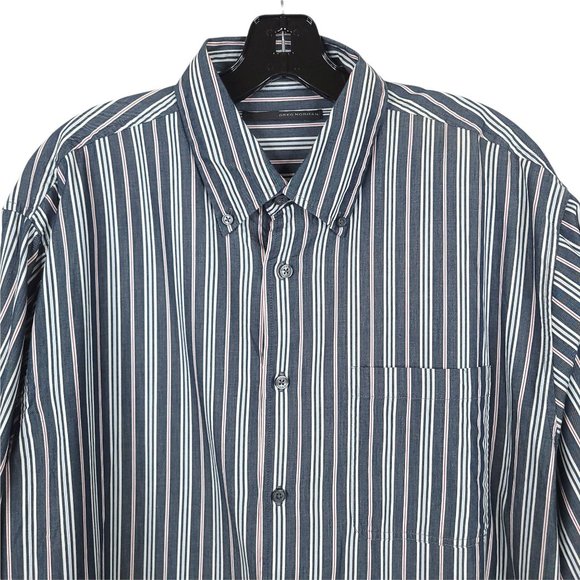Greg Norman Long Sleeve Button Up Shirt Mens L Cotton Black Red White Stripe - Picture 8 of 10
